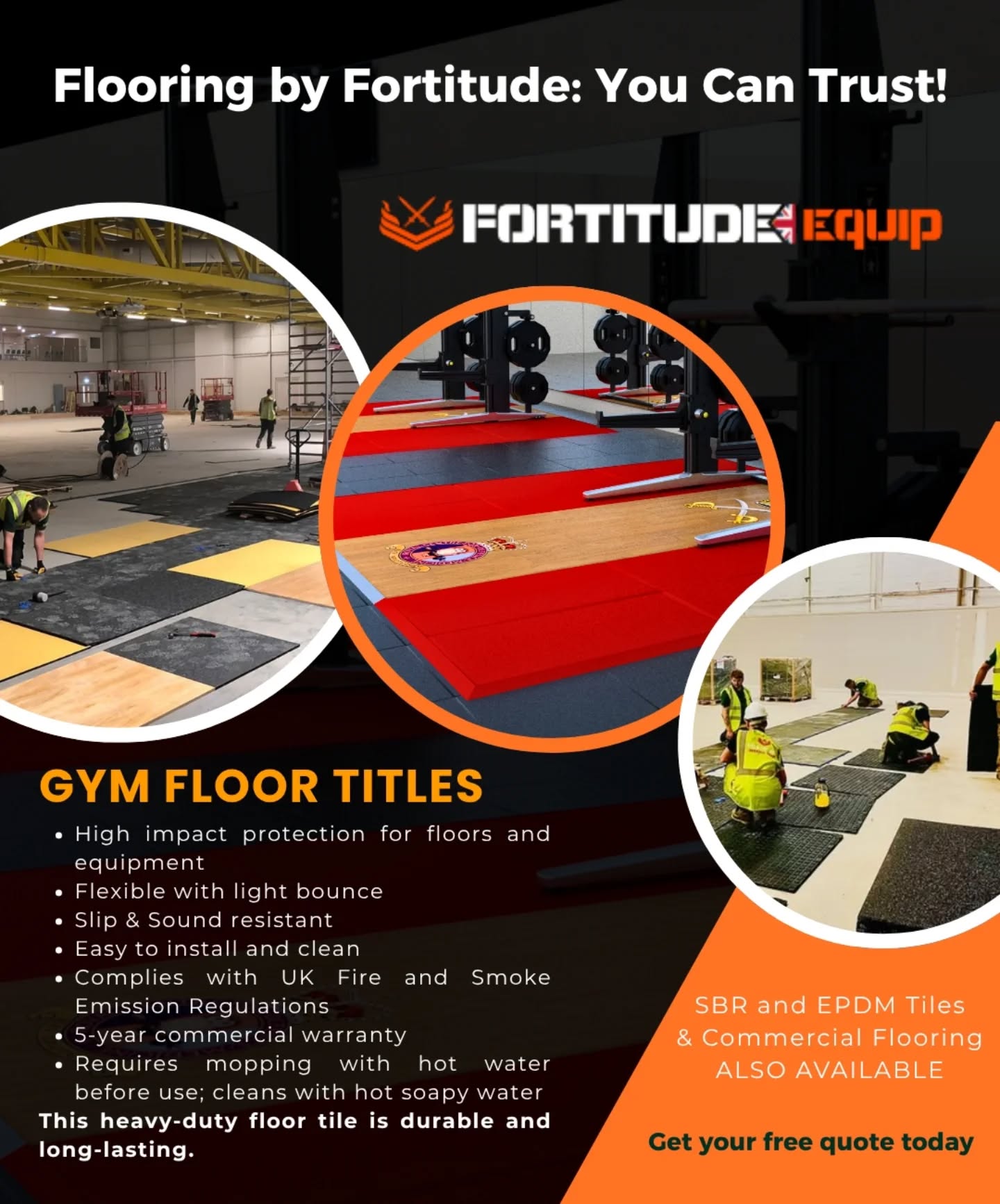 FLOORING? WE COVER YOU!
Gym flooring titles, SBR and EPDM titles, and commercial flooring
WE HAVE ALL YOU NEED ‼️
👉 Fortitude Flooring specialises in high-quality flooring. The durable and easy-to-maintain materials are essential for all gym spaces, often more important than equipment.
✨️ Key offerings include:
- Standard 3D CADs for each project
- Custom colours and branding on request.
GET A FREE QUOTE TODAY
LINK IN BIO 📲